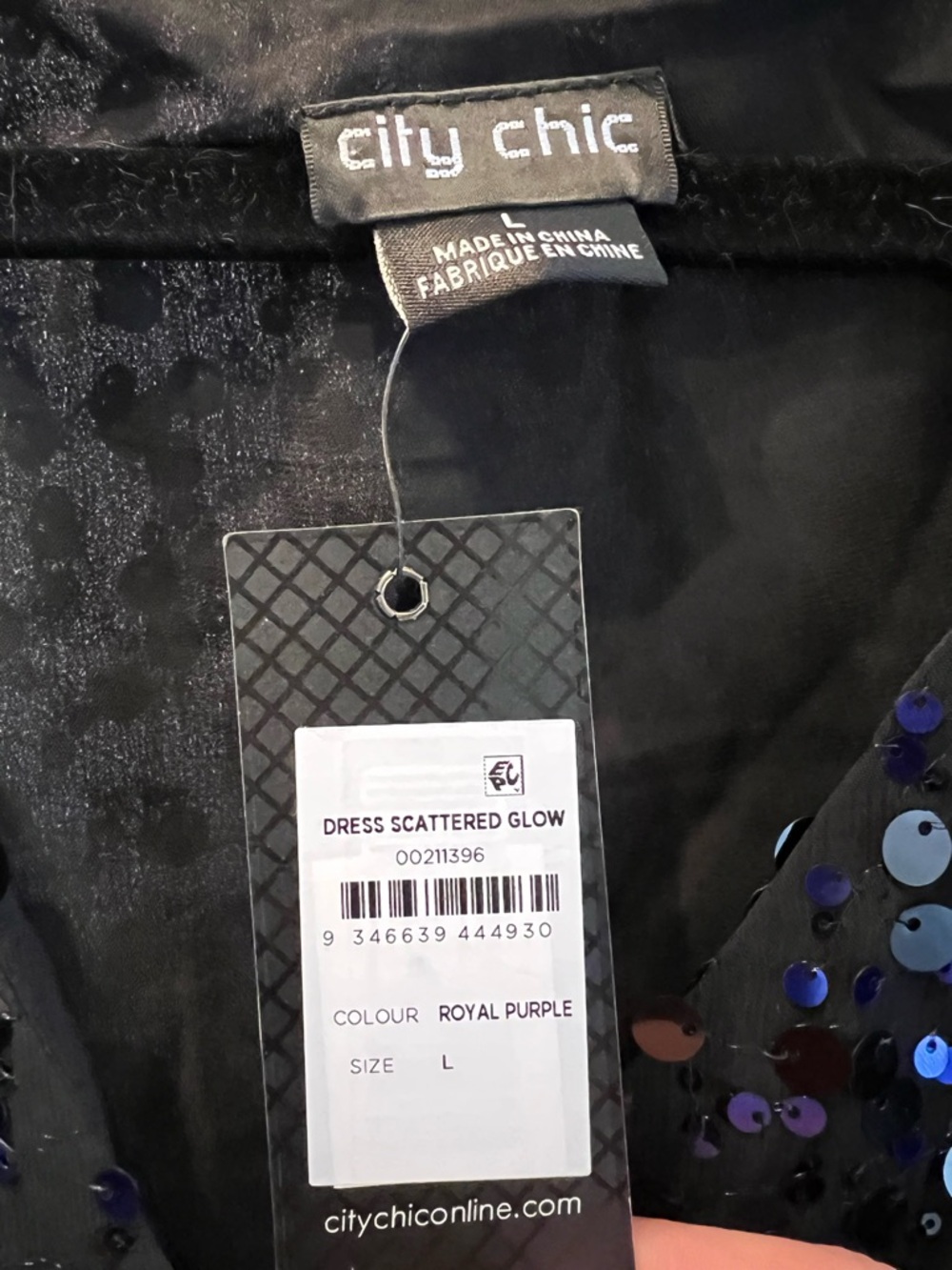 City Chic Scattered Glow Royal Purple Sequin Dress NWT - Picture 11 of 12